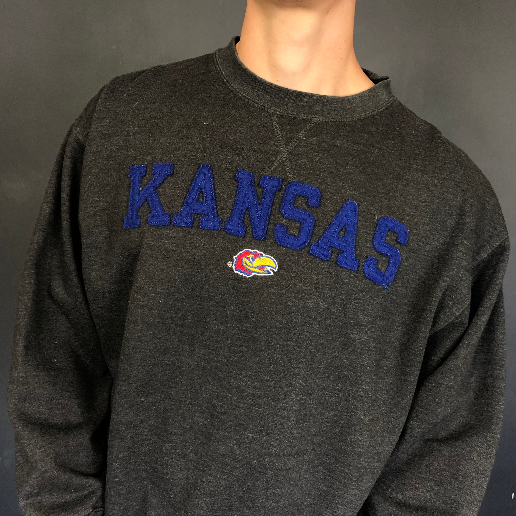 Vintage American Kansas Embroidered Sweatshirt - Large - Vintique Clothing