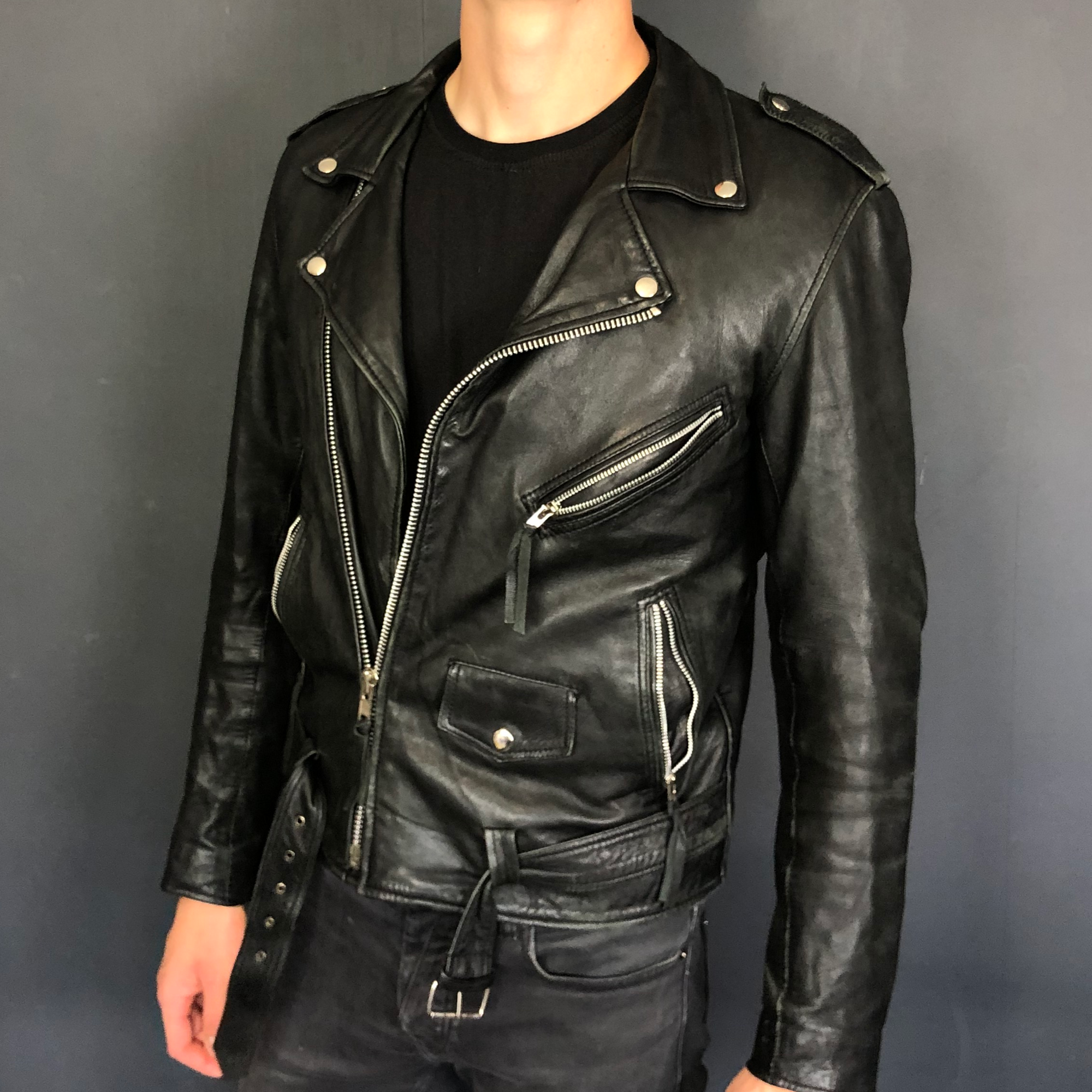 VINTAGE LEATHER BIKER/PERFECTO JACKET - Medium - Vintique Clothing