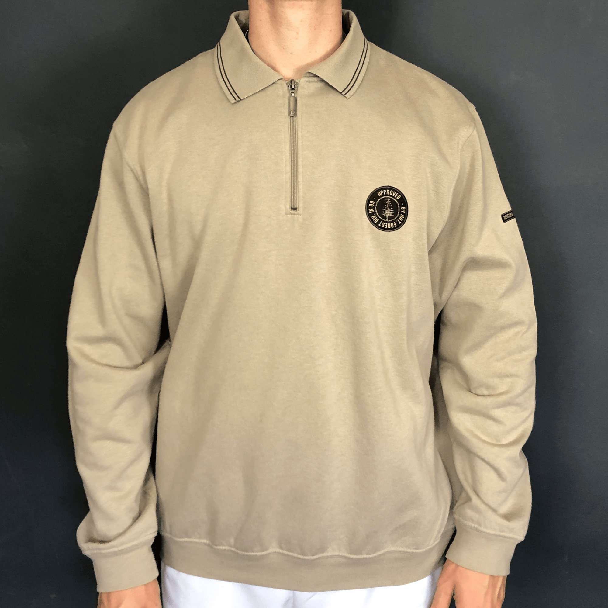 Vintage 1/4 Zip in Beige - Large - Vintique Clothing