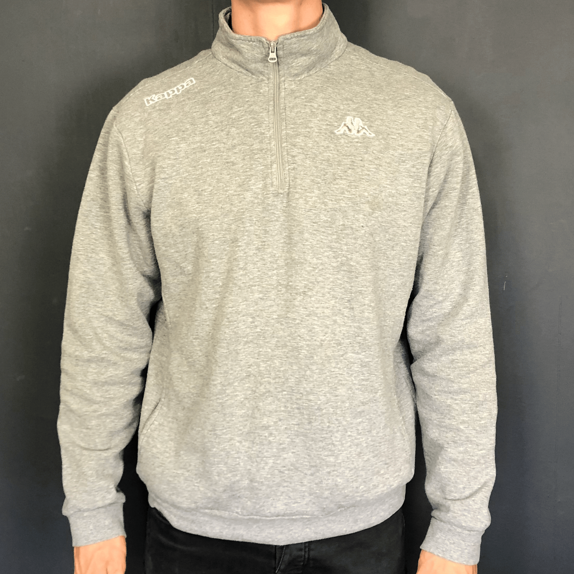 VINTAGE KAPPA 1/4 Zip SWEATSHIRT WITH Spellout/LOGO - Large - Vintique Clothing