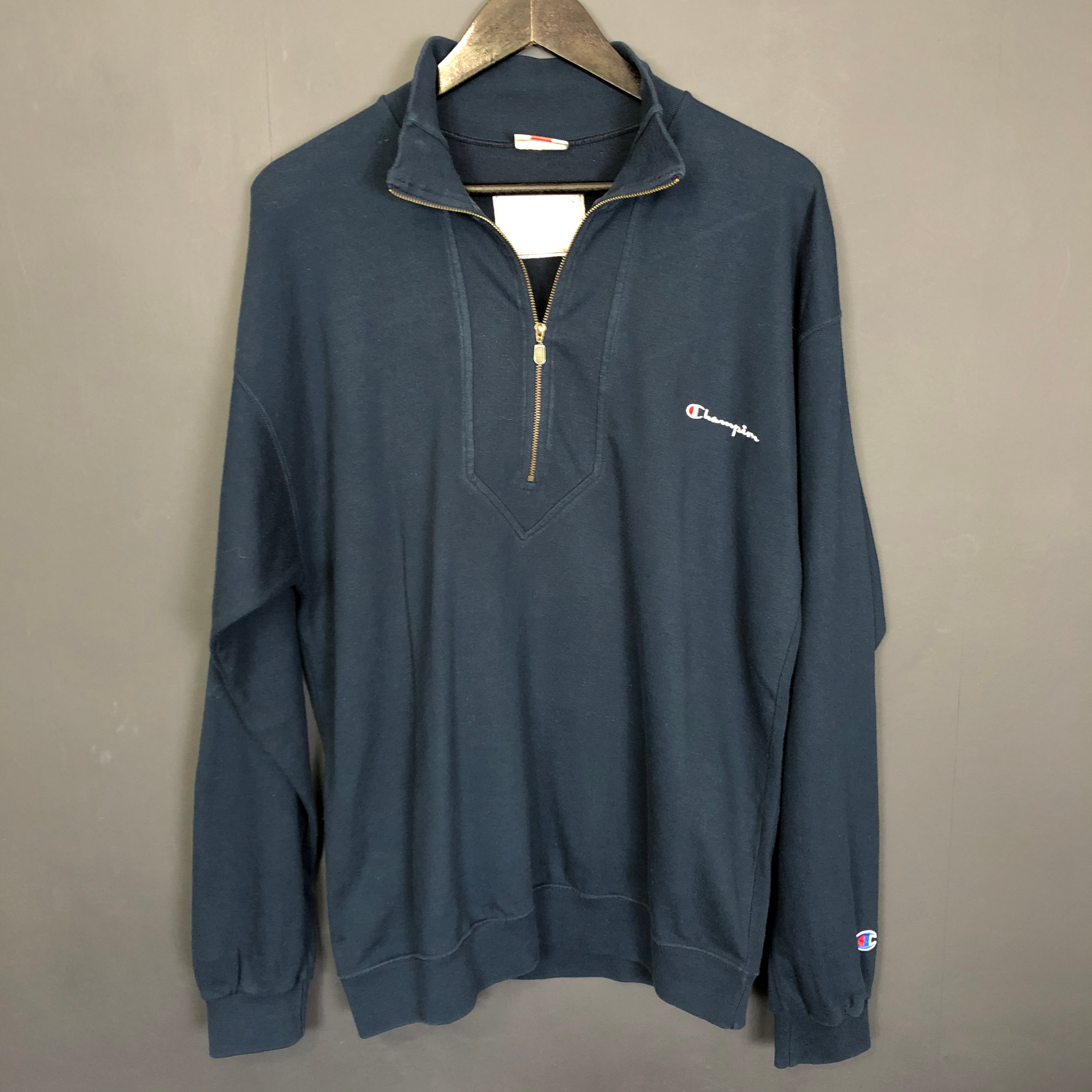 VINTAGE CHAMPION 1/4 ZIP SWEATSHIRT - Large - Vintique Clothing