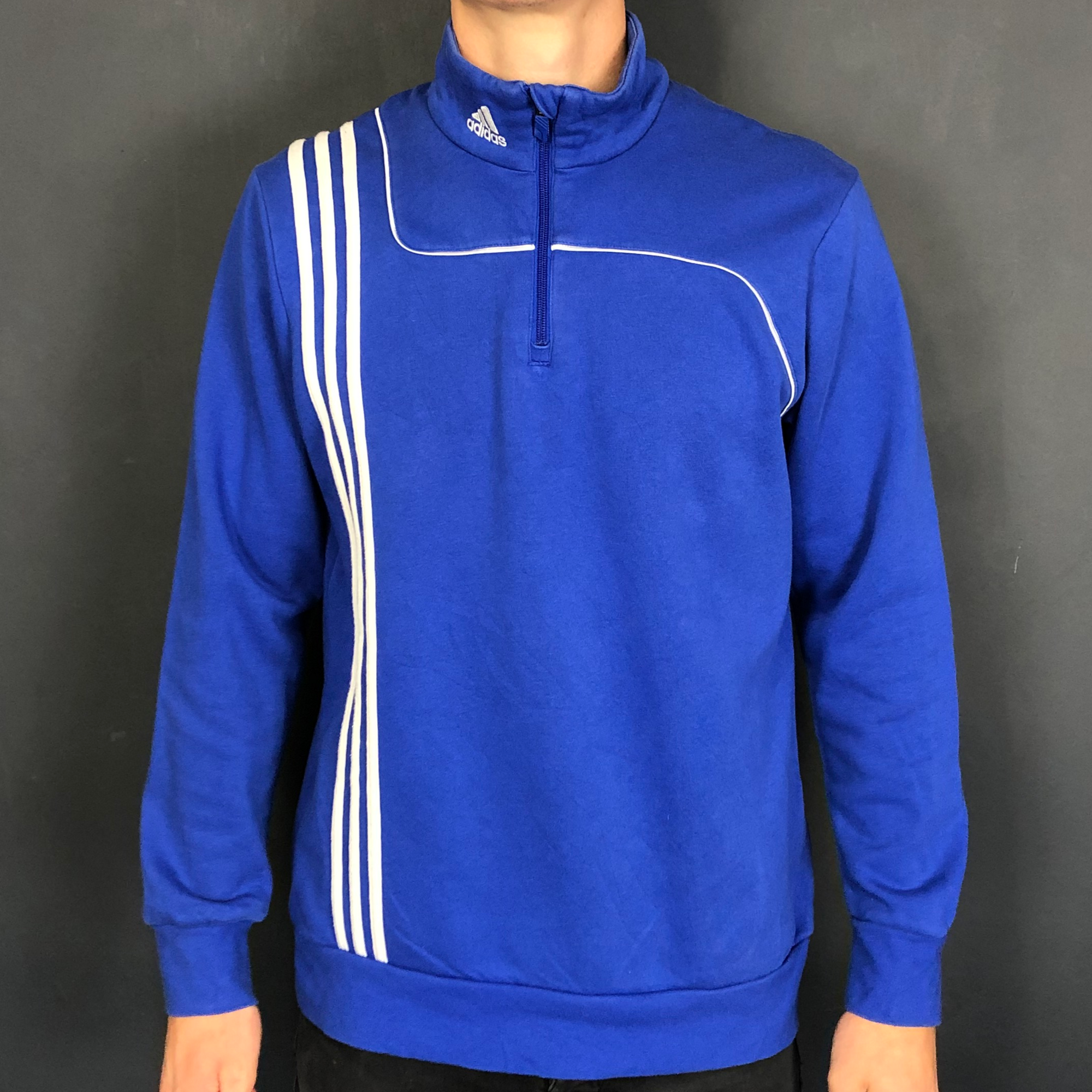 VINTAGE ADIDAS 1/4 ZIP SWEATSHIRT - Large - Vintique Clothing