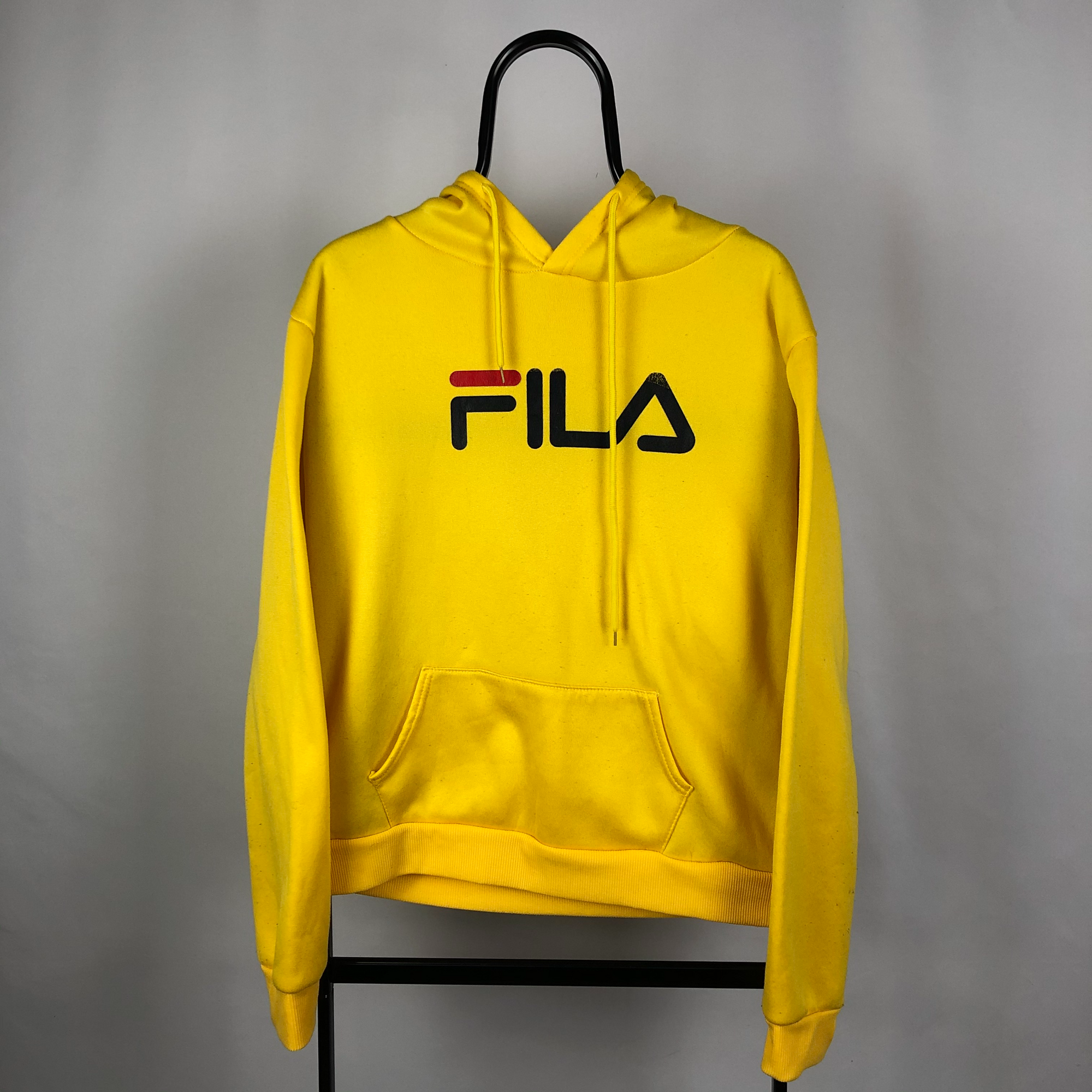 Vintage Fila Spellout Hoodie in Yellow - Men's Small/Women's Medium