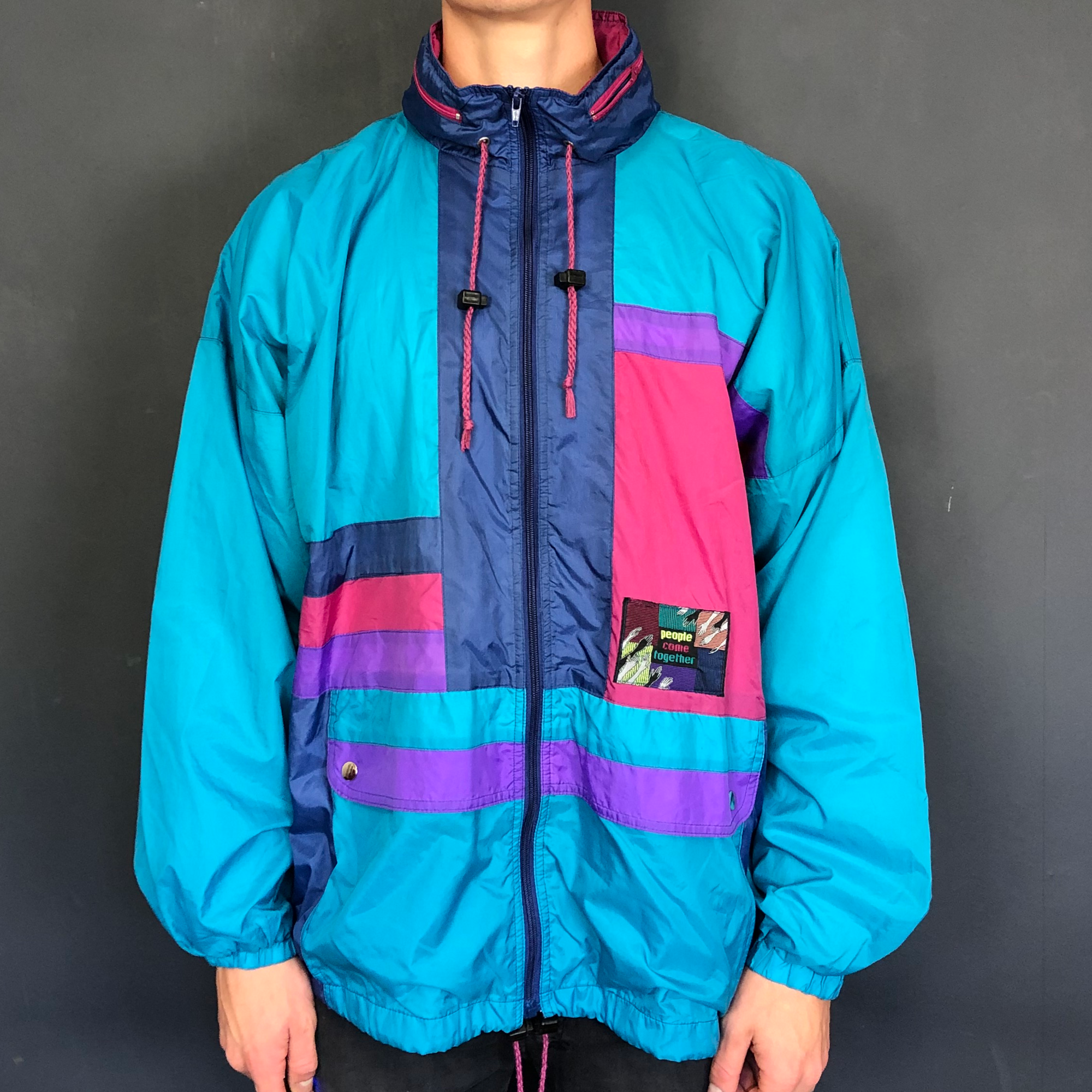 VINTAGE 'People Come Together' RAIN JACKET - Large - Vintique Clothing