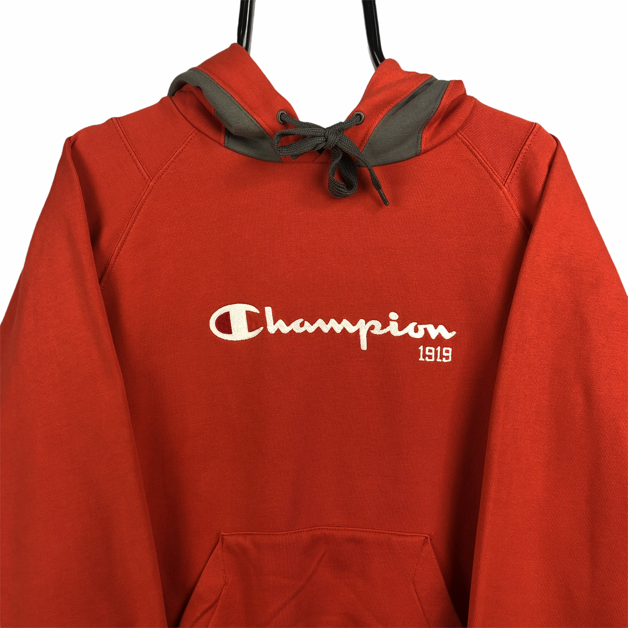 Champion Spellout Hoodie in Orange - Men's Medium/Women's Large