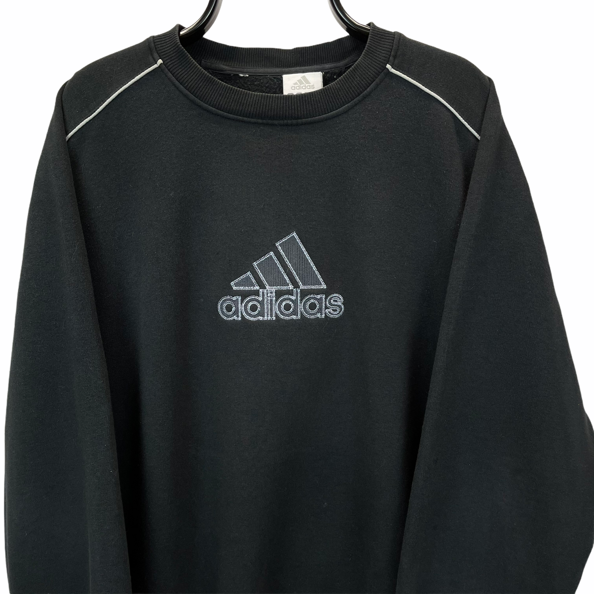 VINTAGE ADIDAS SPELLOUT SWEATSHIRT IN BLACK - MEN'S XL/WOMEN'S XXL