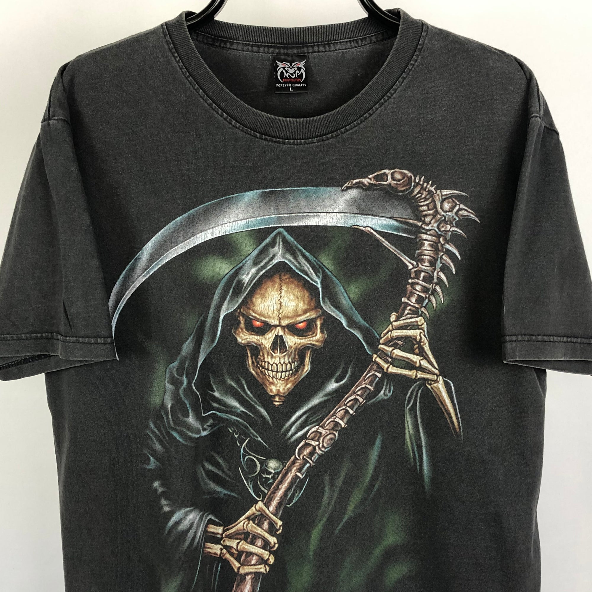 Vintage Grim Reaper Tee in Washed Black - Men's Medium/Women's Large