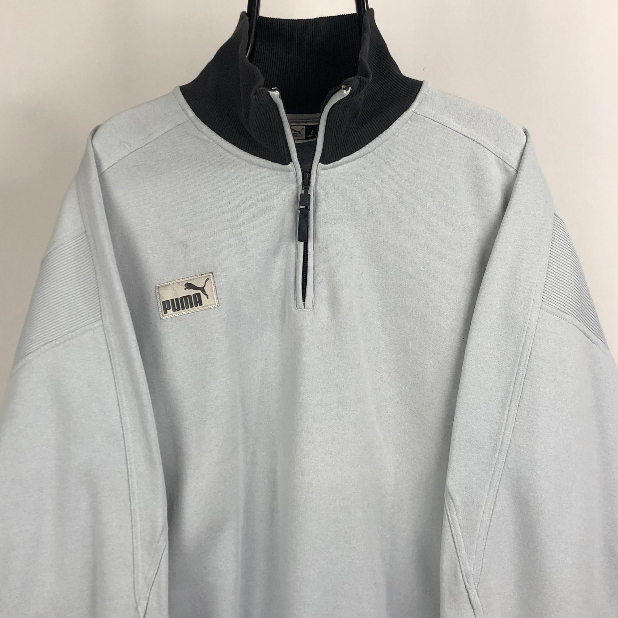 Vintage Puma 1/4 Zip Sweatshirt in Baby Blue - Men's Large/Women's XL