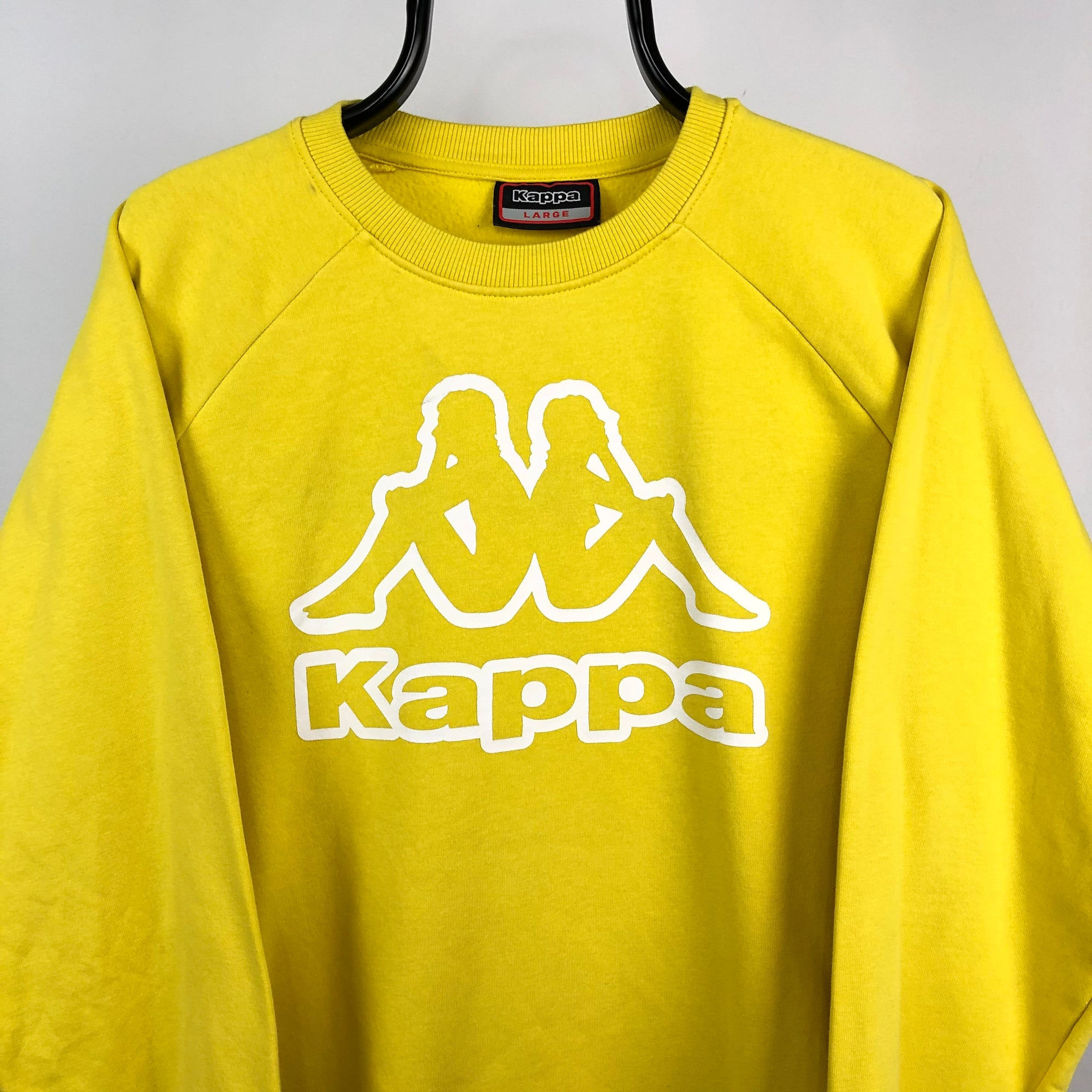 Vintage Kappa Spellout Sweatshirt in Yellow - Men's Large/Women's XL