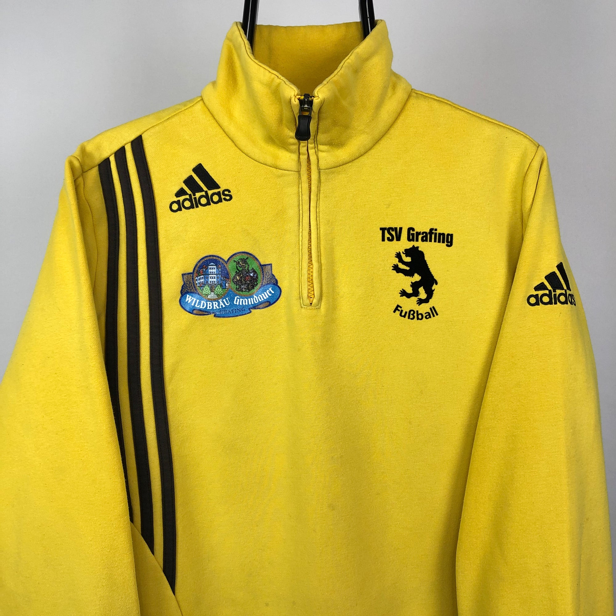 Vintage Adidas Embroidered Small Logo 1/4 Zip in Yellow - Men's Medium/Women's Large