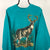 Vintage 90s Deer Print Sweatshirt in Turquoise - Men's XL/Women's XXL