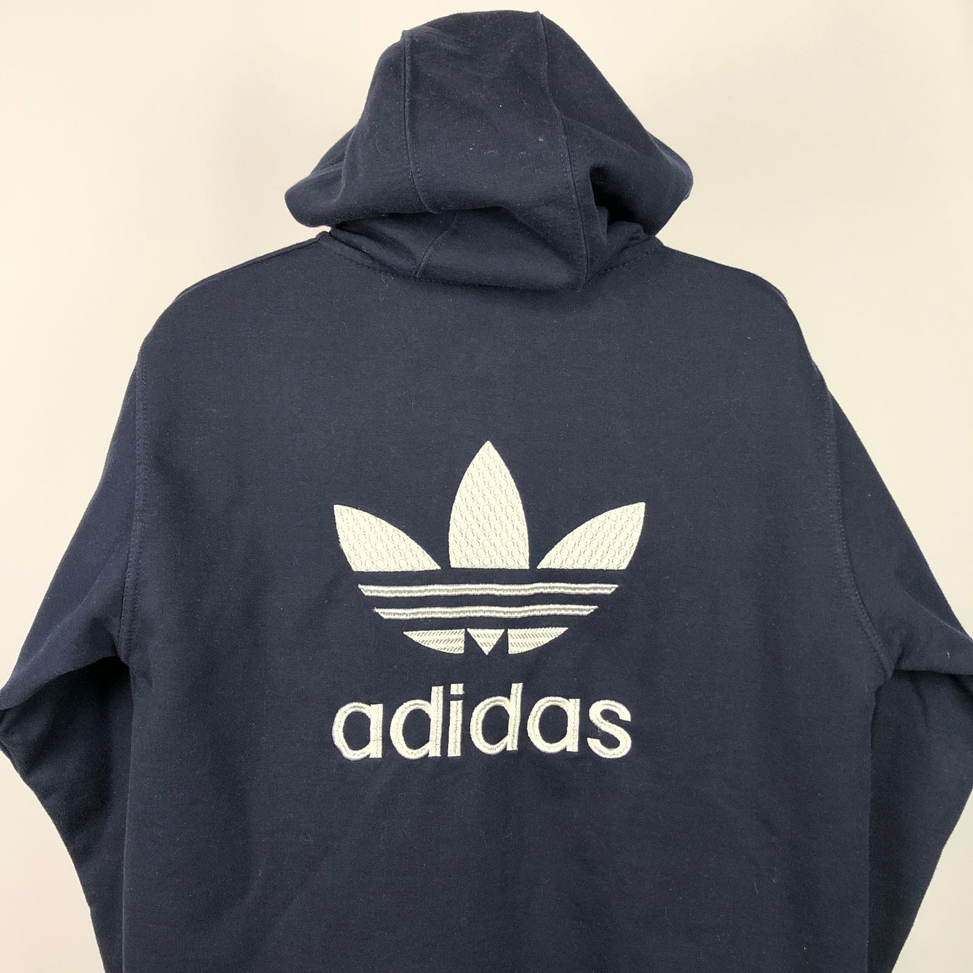 Vintage Adidas Spellout Zip Hoodie in Navy - Men's Medium/Women's Large