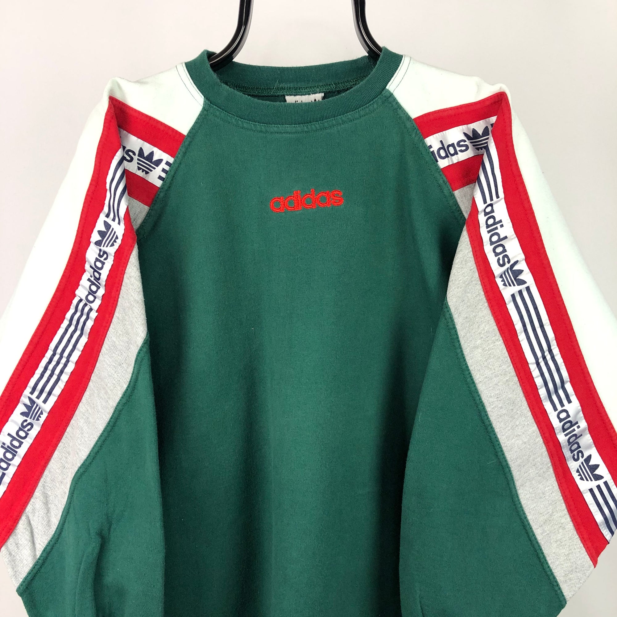 Vintage 90s Adidas Spellout Tape Logo Sweatshirt - Men's Large/Women's XL