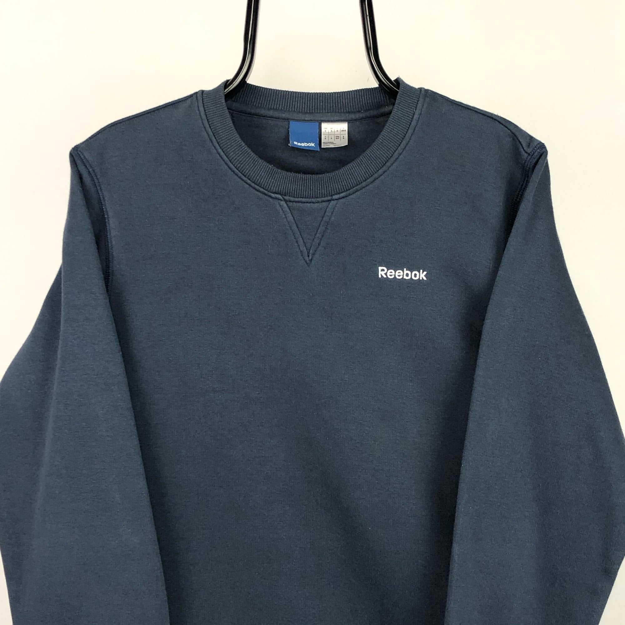 Reebok Embroidered Small Spellout Sweatshirt in Navy - Men's Small/Women's Medium