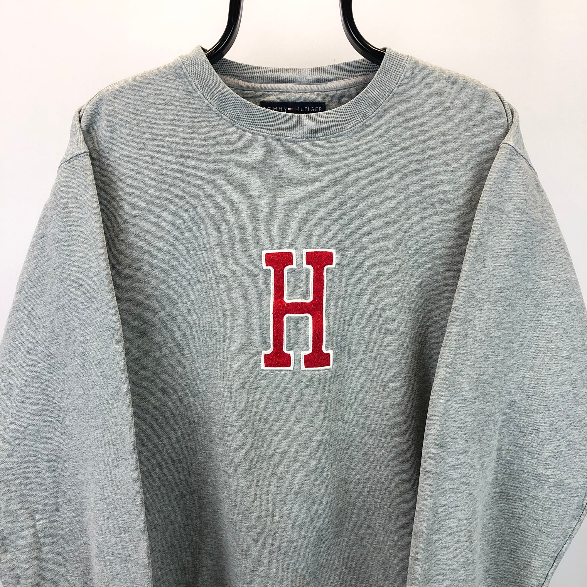 Tommy Hilfiger Big Logo Sweatshirt in Grey/Red - Men's Large/Women's XL