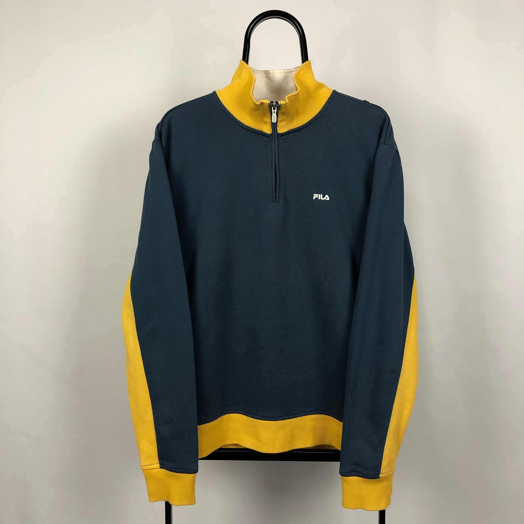 Fila 1/4 Zip in Navy/Mustard - Men's Medium/Women's Large