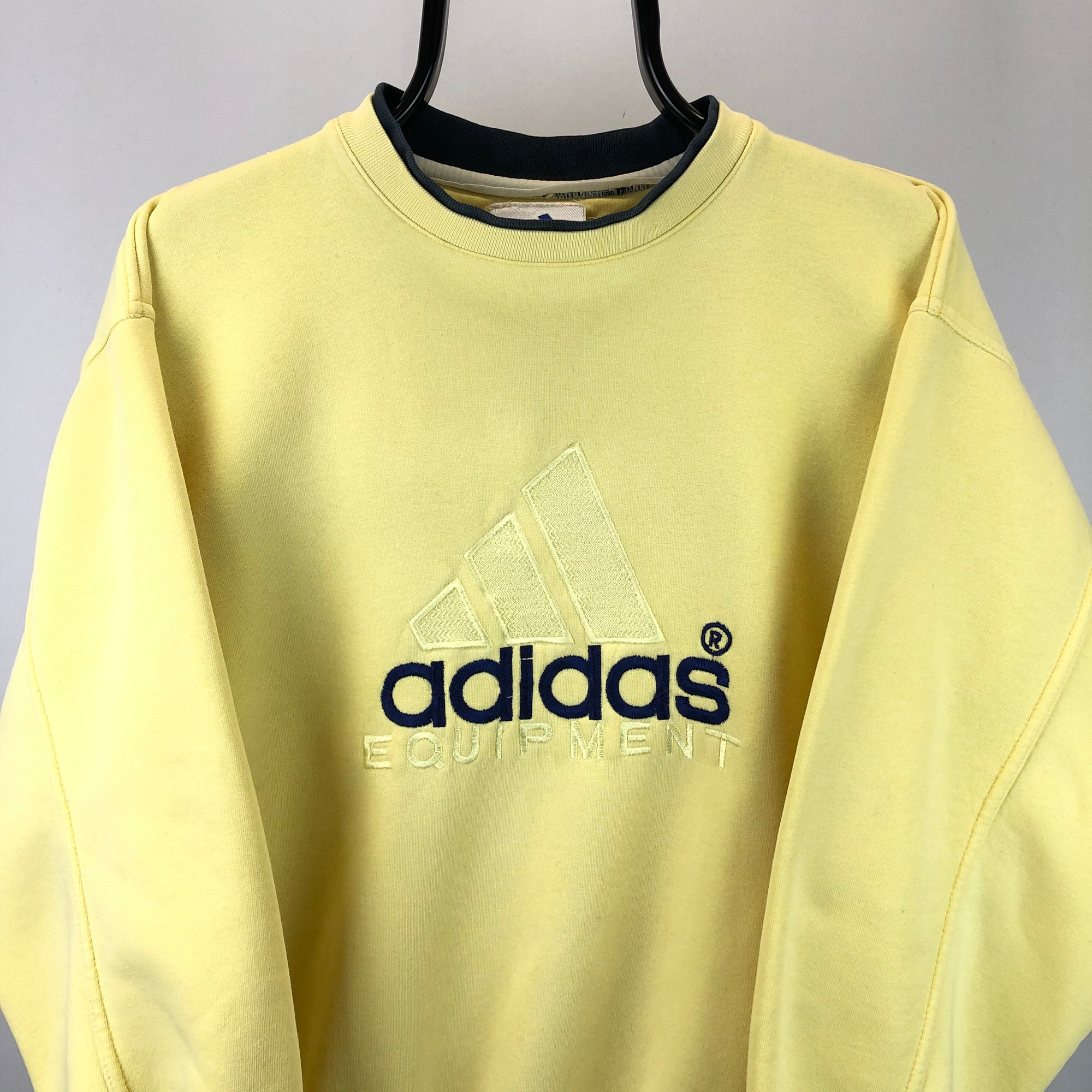 Vintage 90s Adidas Equipment Sweatshirt in Yellow - Men's Medium/Women's Large