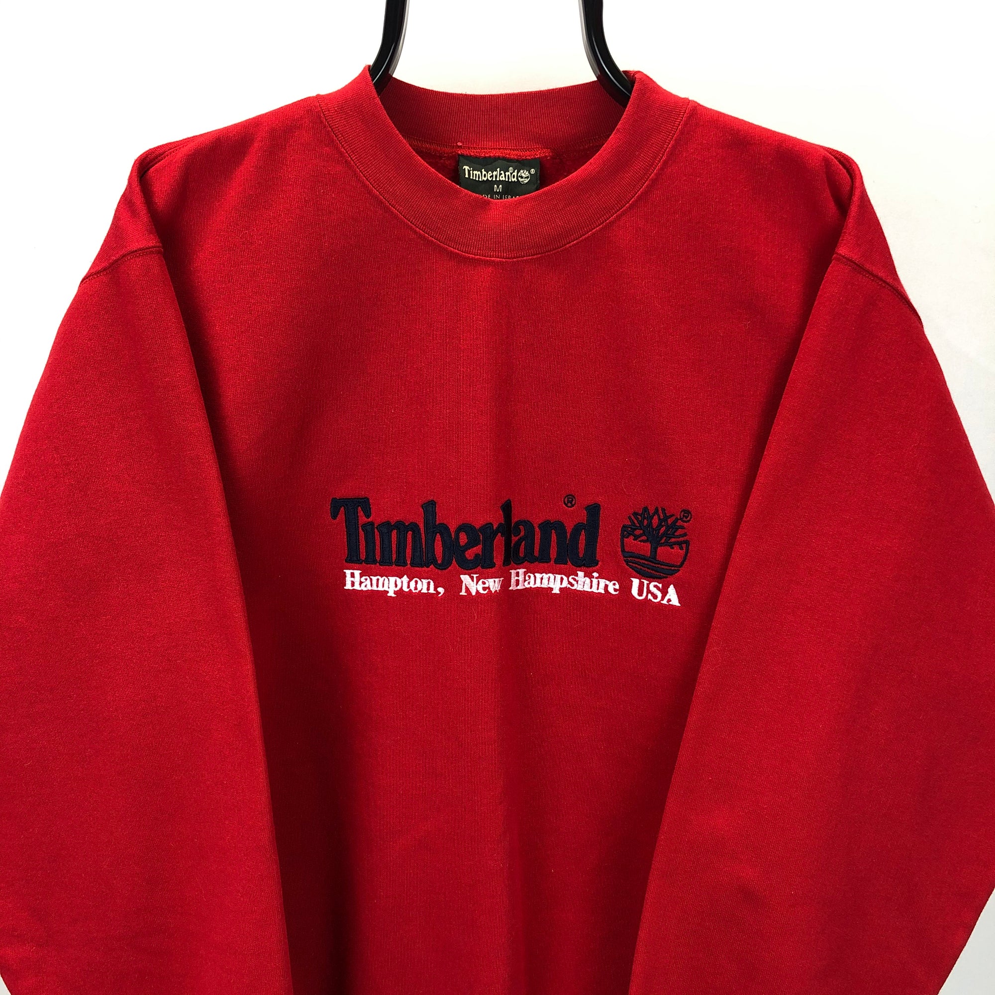 Vintage 90s Timberland Spellout Sweatshirt in Red - Men's Medium/Women's Large