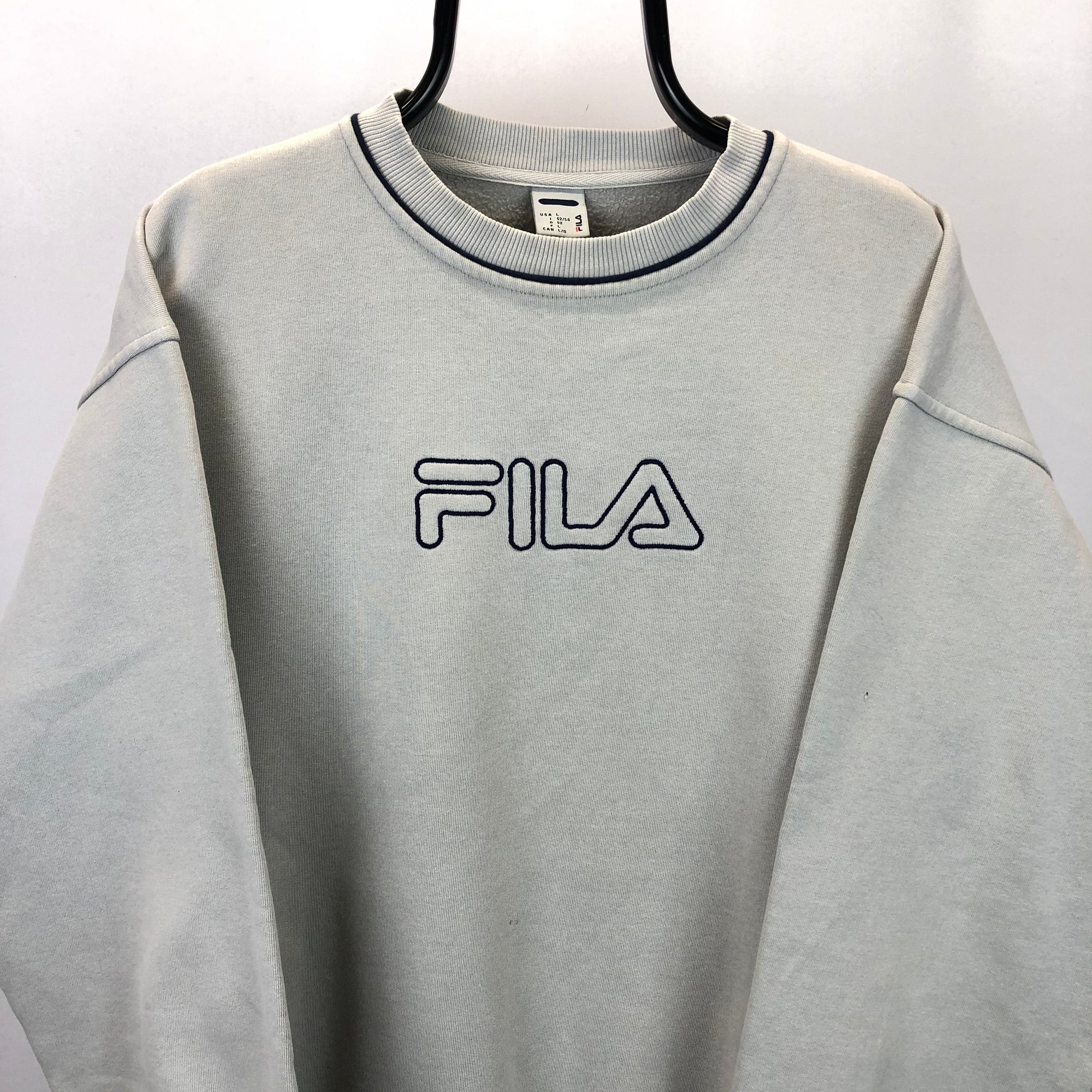 Vintage Fila Spellout Sweatshirt in Stone - Men's Large/Women's XL