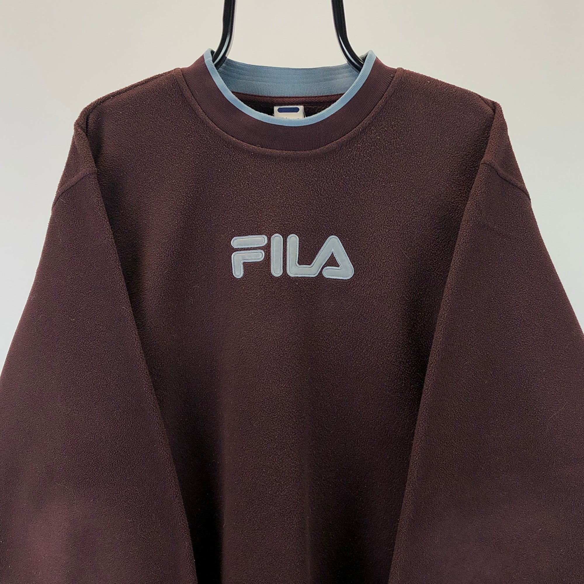 Vintage Fila Fleece Spellout Sweatshirt in Brown - Men's Large/Women's XL