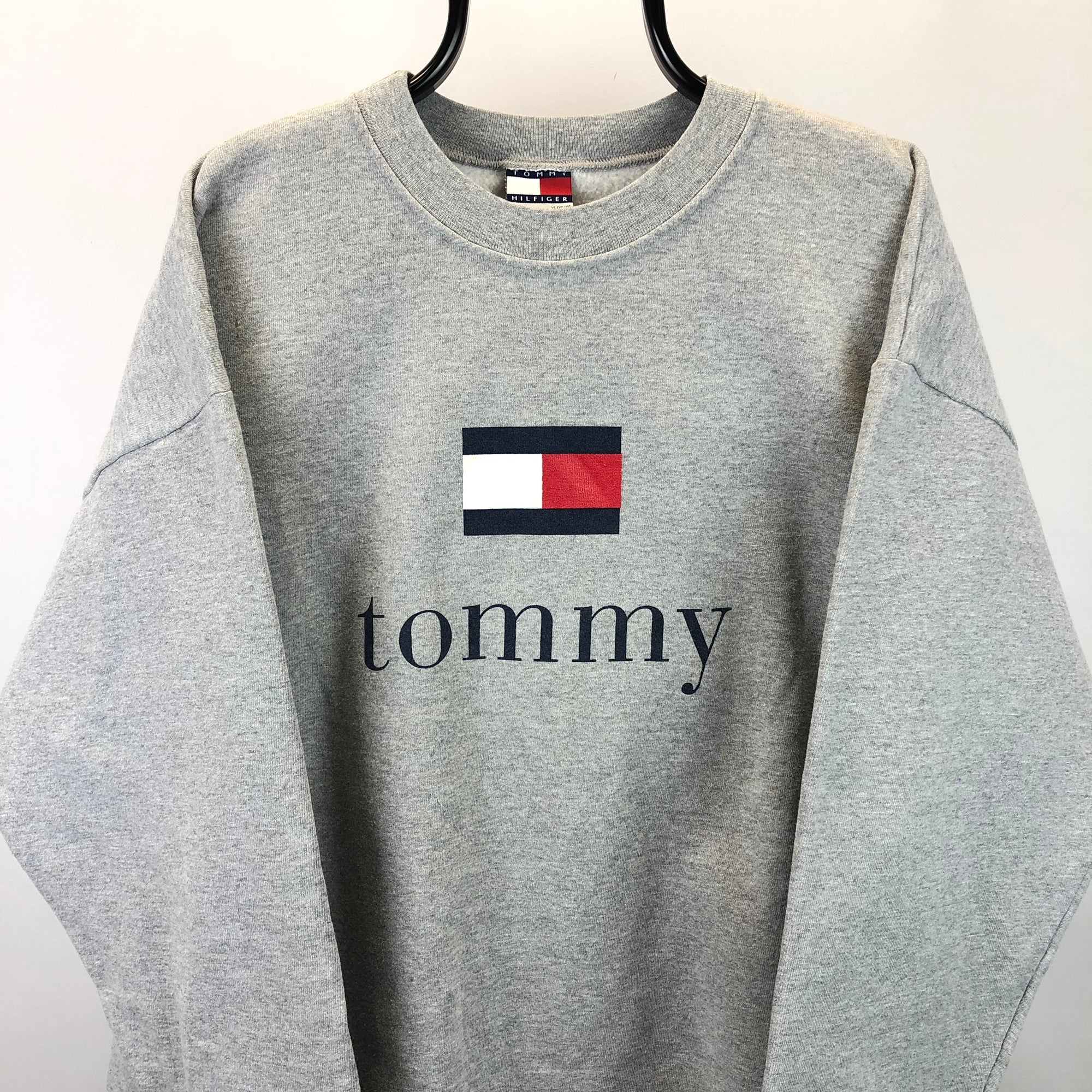 Vintage 90s Tommy Hilfiger Spellout Sweatshirt in Grey - Men's XL/Women's XXL