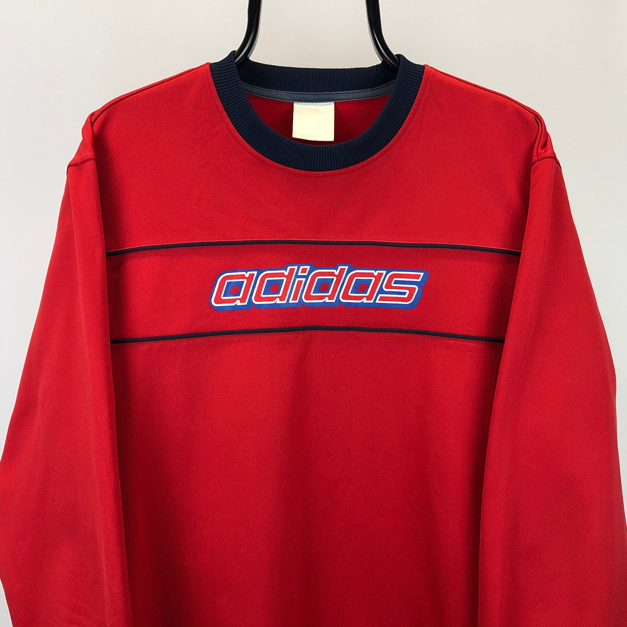 Vintage Adidas Spellout Sweatshirt in Red/Blue - Men's Medium/Women's Large