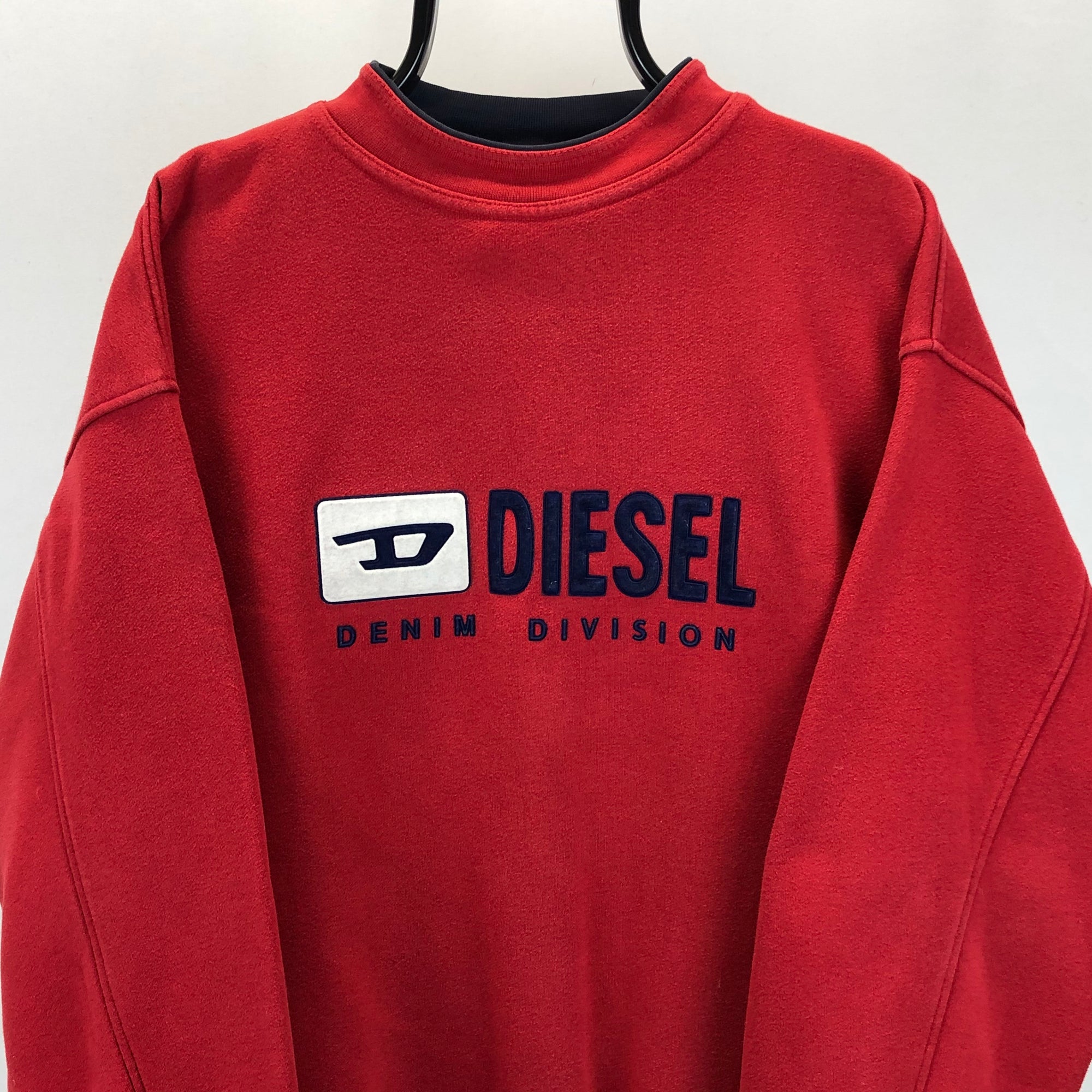 Vintage 90s Diesel Spellout Sweatshirt in Red - Men's Large/Women's XL