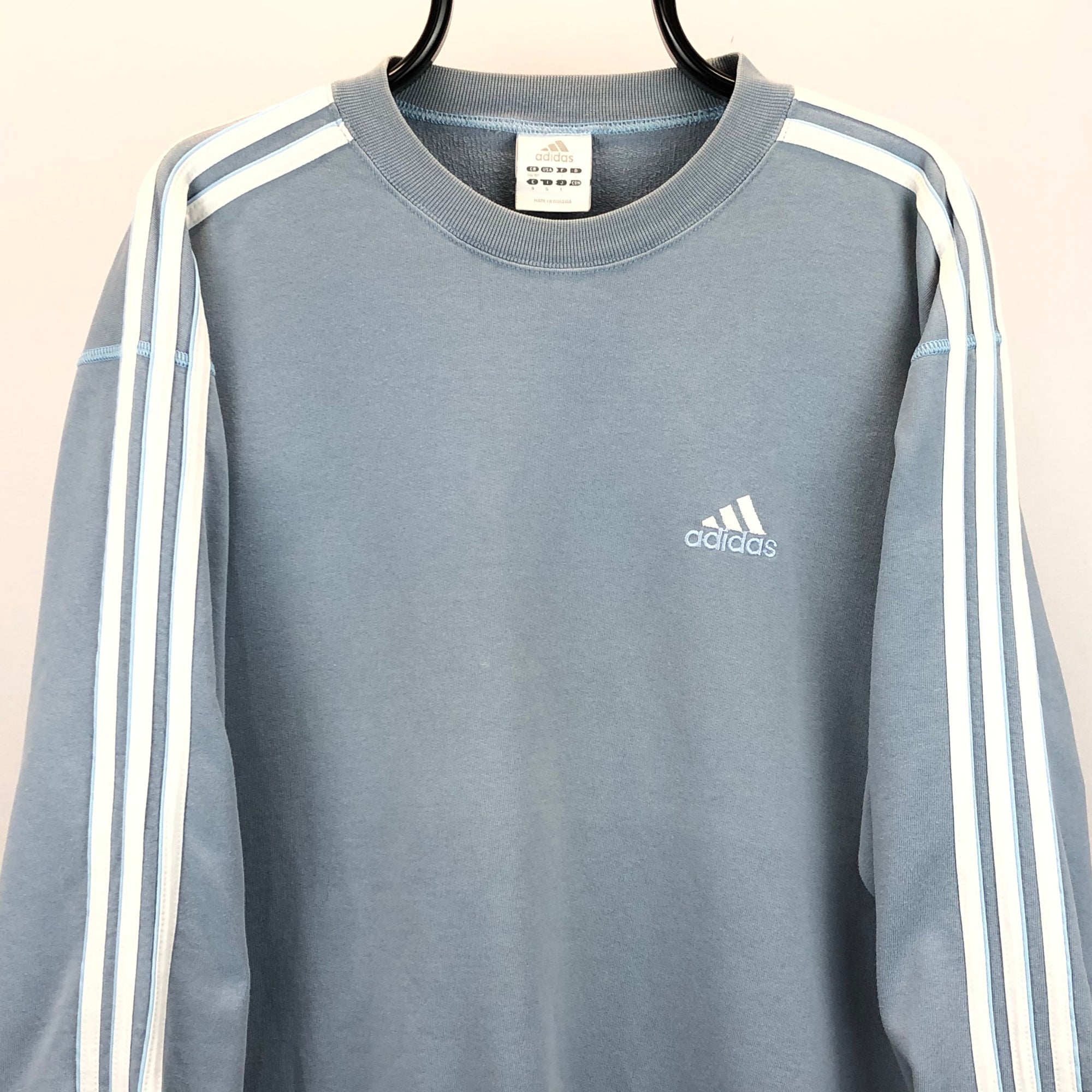 Vintage Adidas Embroidered Small Logo Sweatshirt in Duck Egg Blue - Men's Medium/Women's Large