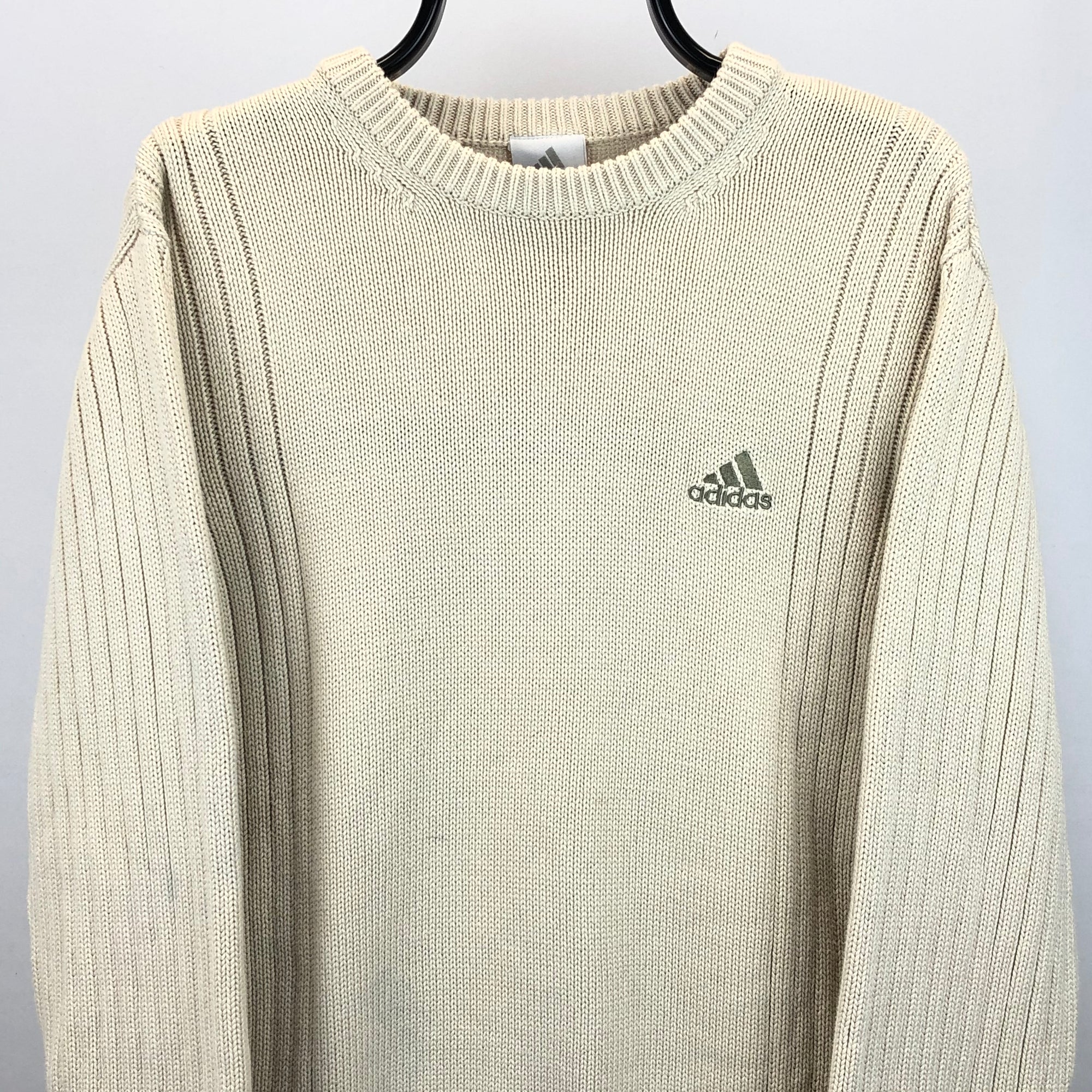 Vintage Adidas Knit Sweater in Beige - Men's Medium/Women's Large