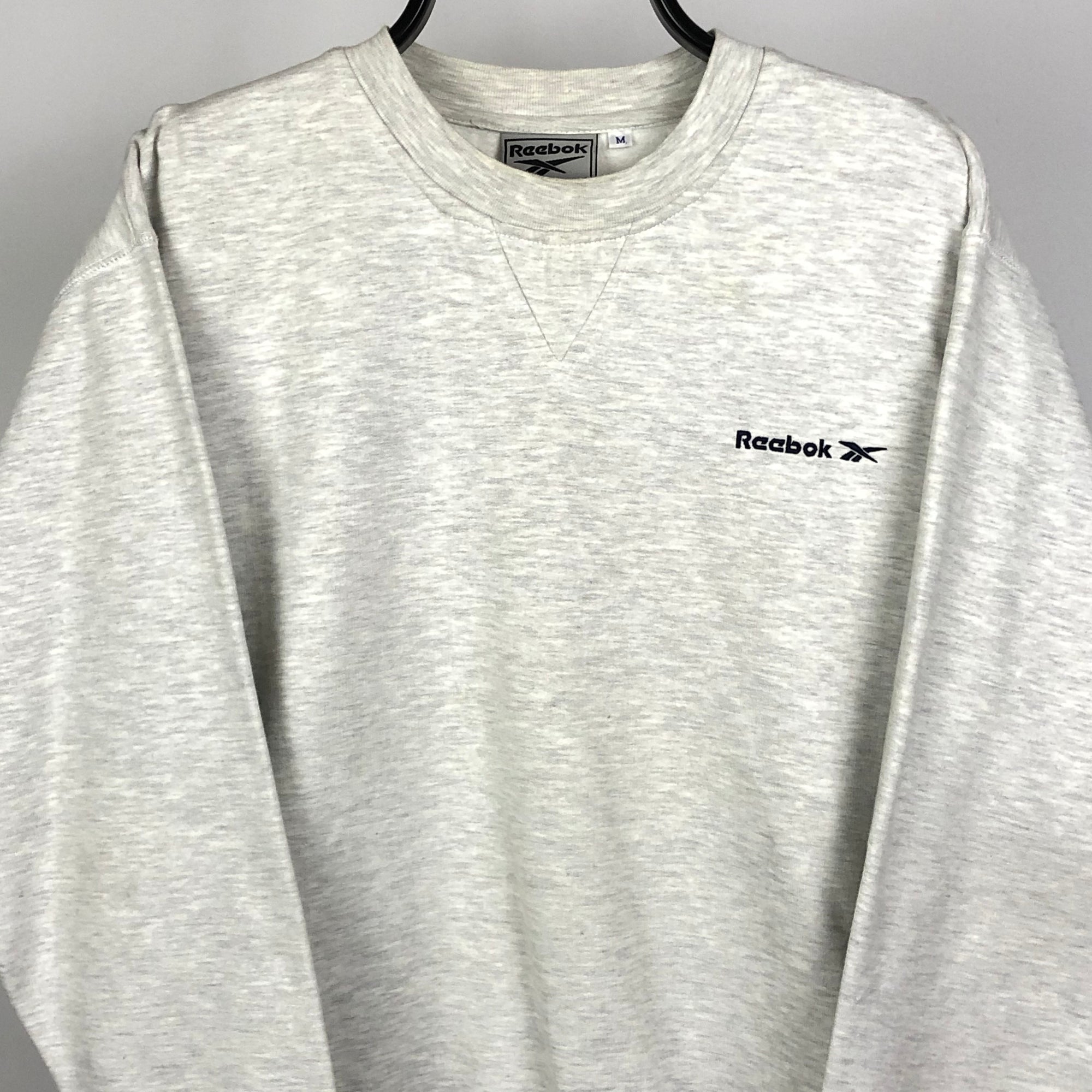 Vintage Reebok Embroidered Small Logo Sweatshirt in Light Grey - Men's Medium/Women's Large