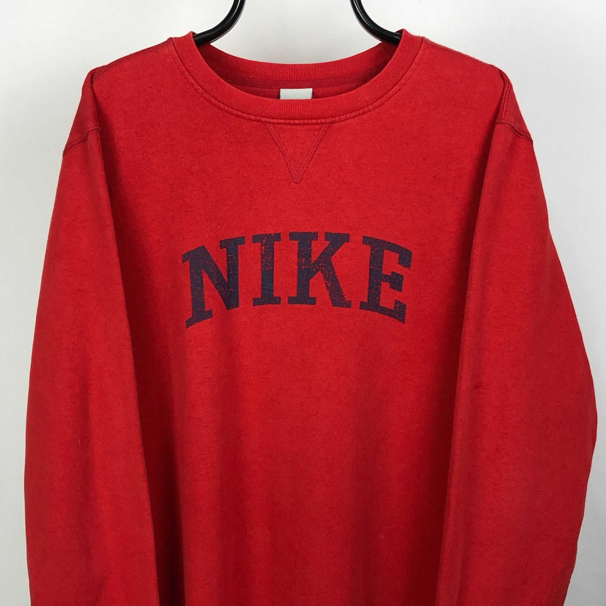 Vintage Nike Spellout Sweatshirt in Red - Men's Large/Women's XL