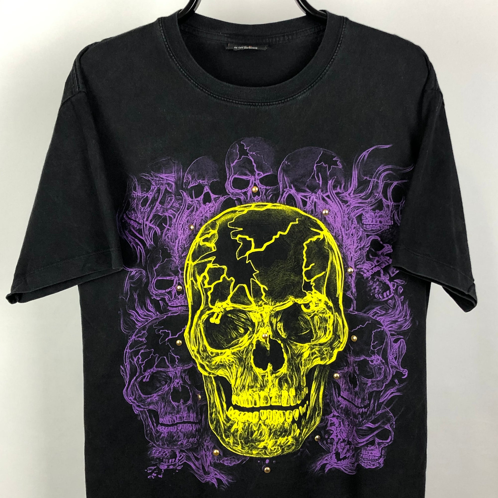 Vintage Yellow/Purple Skulls Gothic Tee - Men's Large/Women's XL