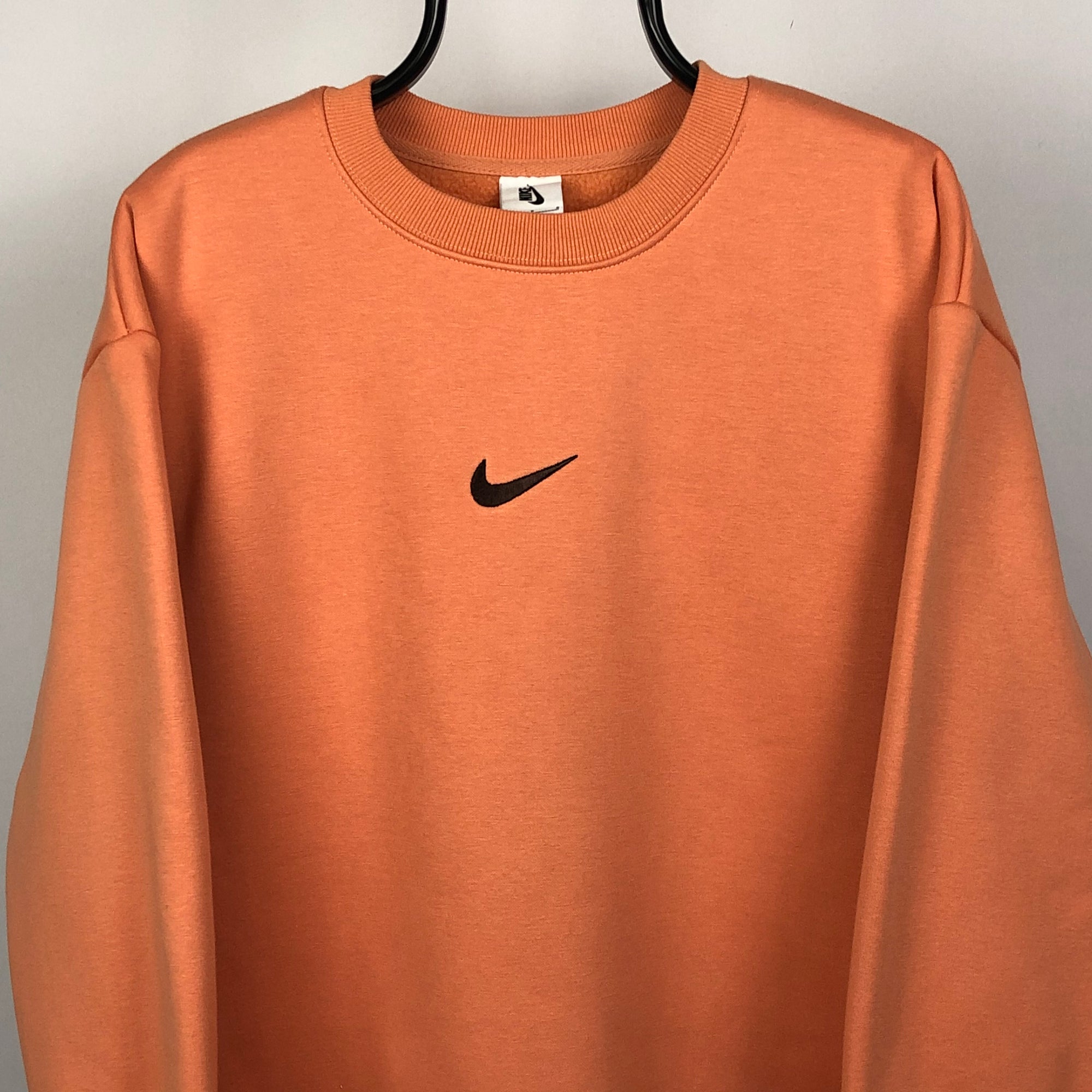 Nike Centre Embroidered Swoosh Sweatshirt in Orange - Men's Large/Women's XL