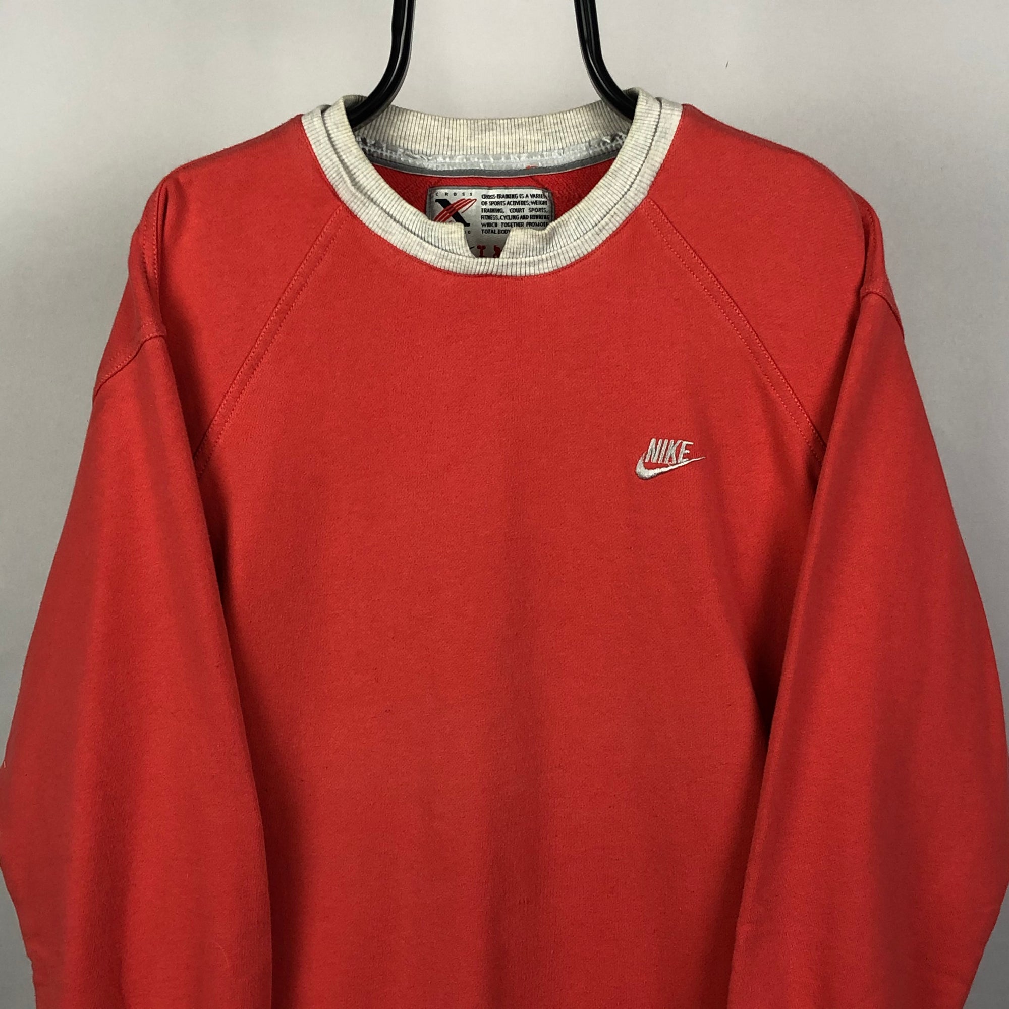 Vintage Nike Sweatshirt in Coral Pink - Men's Medium/Women's Large