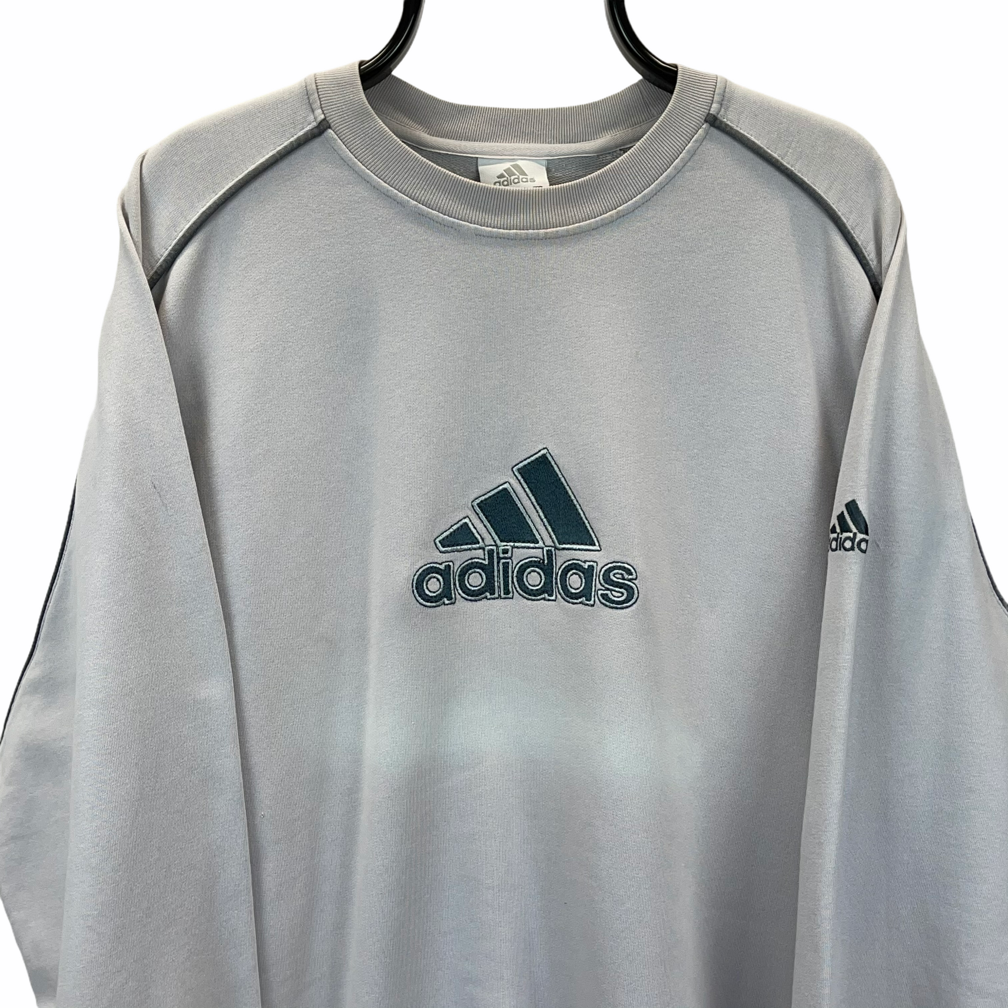 VINTAGE ADIDAS SPELLOUT SWEATSHIRT IN STONE - MEN'S XL/WOMEN'S XXL