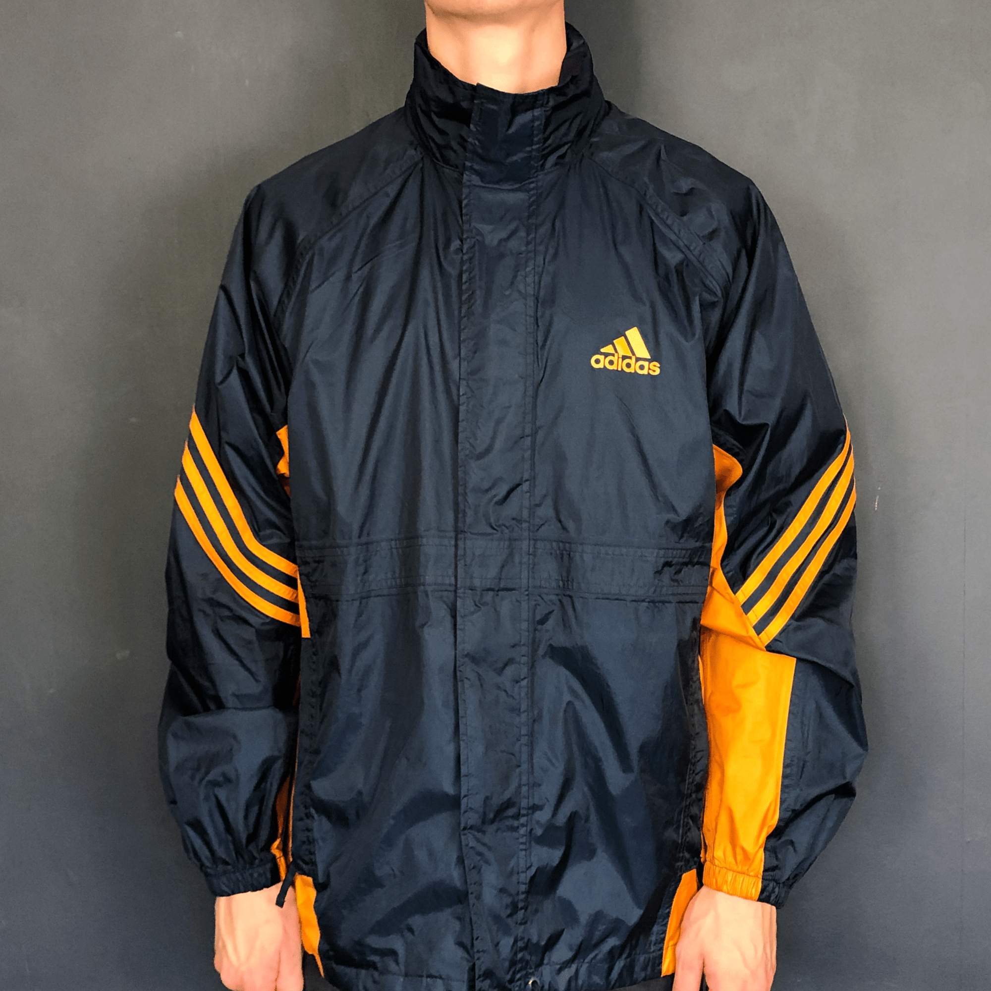 Vintage Adidas Embroidered Spellout Rain Jacket - XL - Vintique Clothing