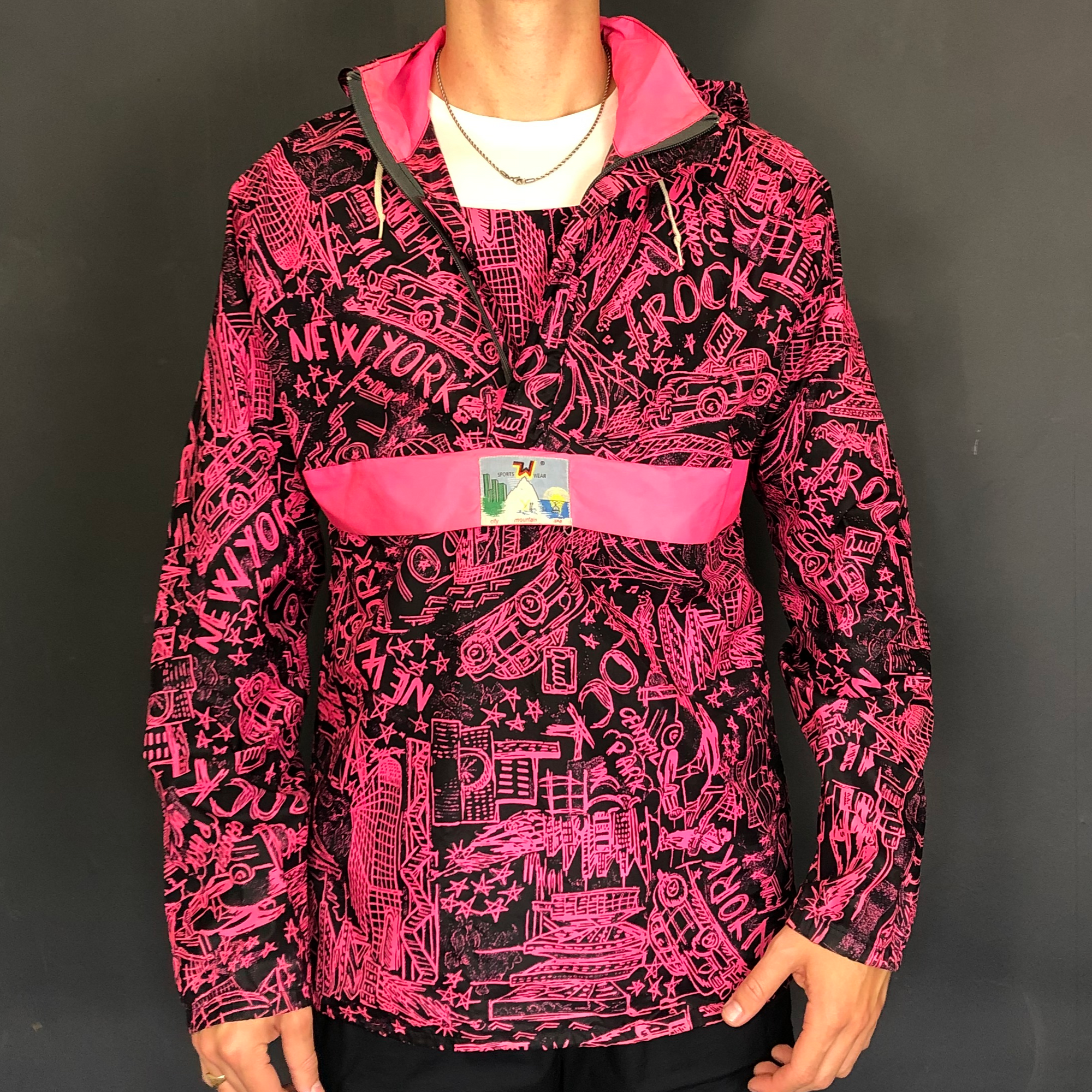 VINTAGE New York CRAZY PRINT RAIN JACKET - Large - Vintique Clothing