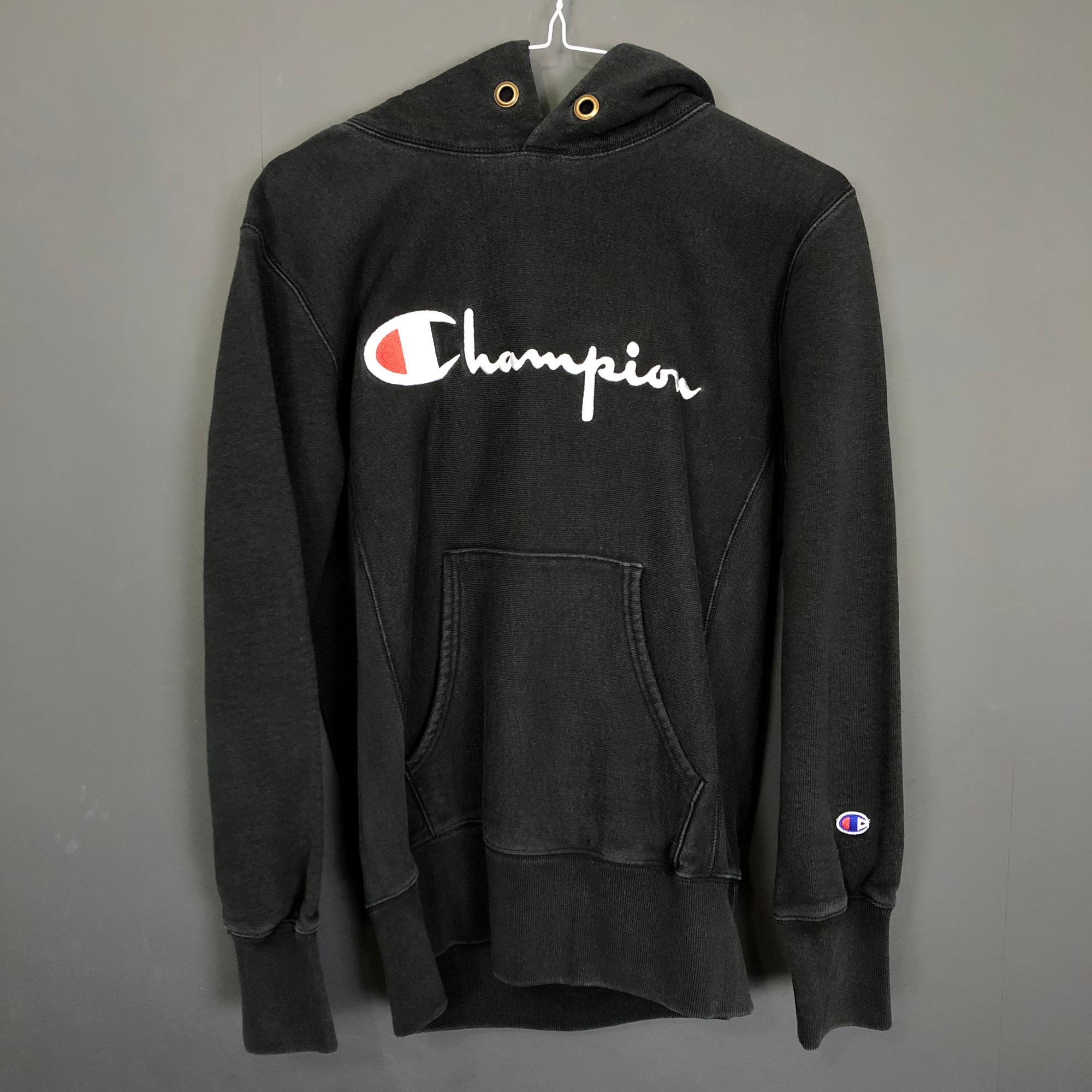 Vintage Champion Spellout Hoodie - Women's XS - Vintique Clothing