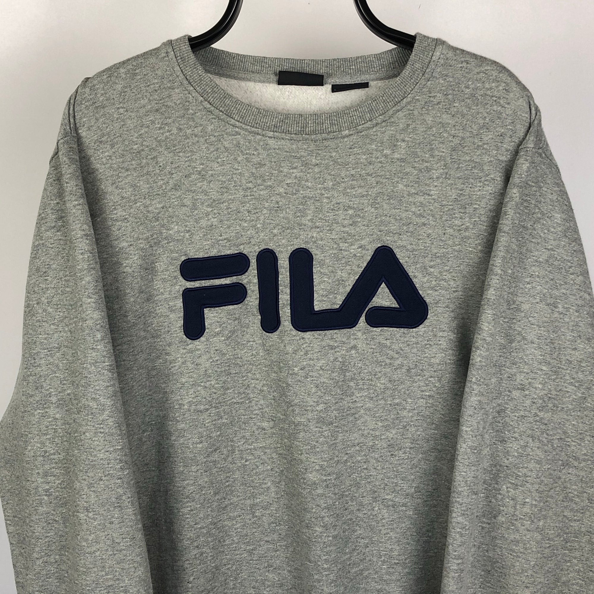 Vintage Fila Sweatshirt in Grey & Navy - Men’s XL/Women’s XXL