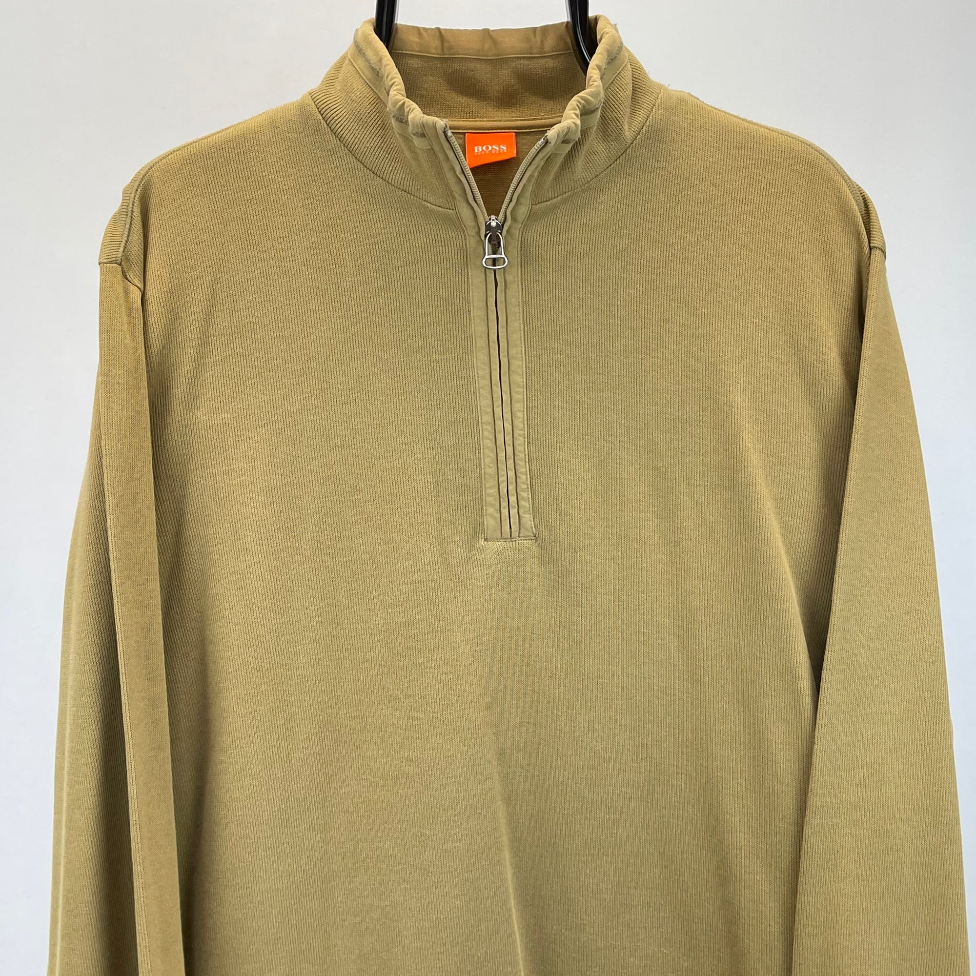 Hugo Boss 1/4 Zip Sweatshirt in Tan - Men’s Medium/Women’s Large