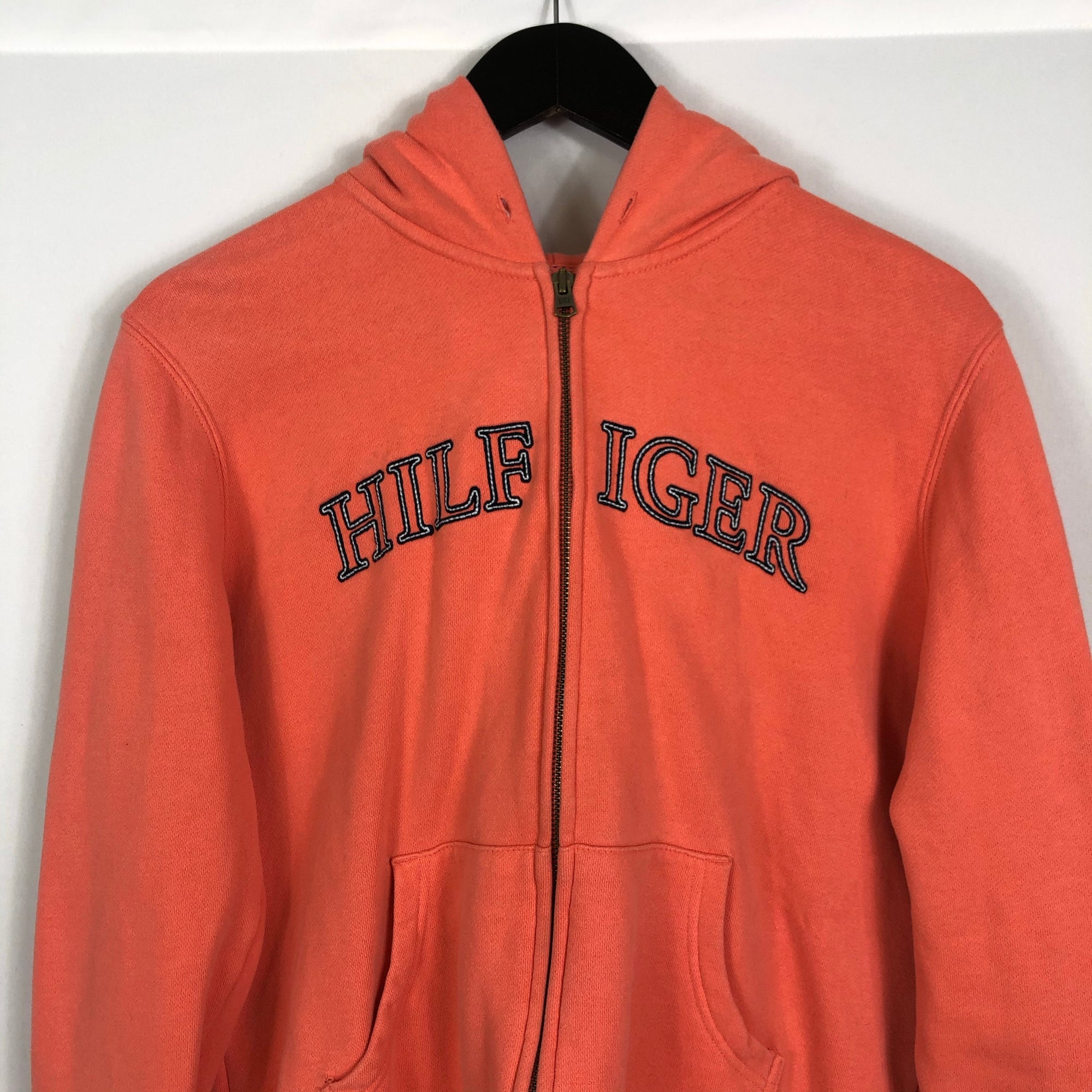 Vintage Tommy Hilfiger Spellout Hoodie in Peach - Women’s Large