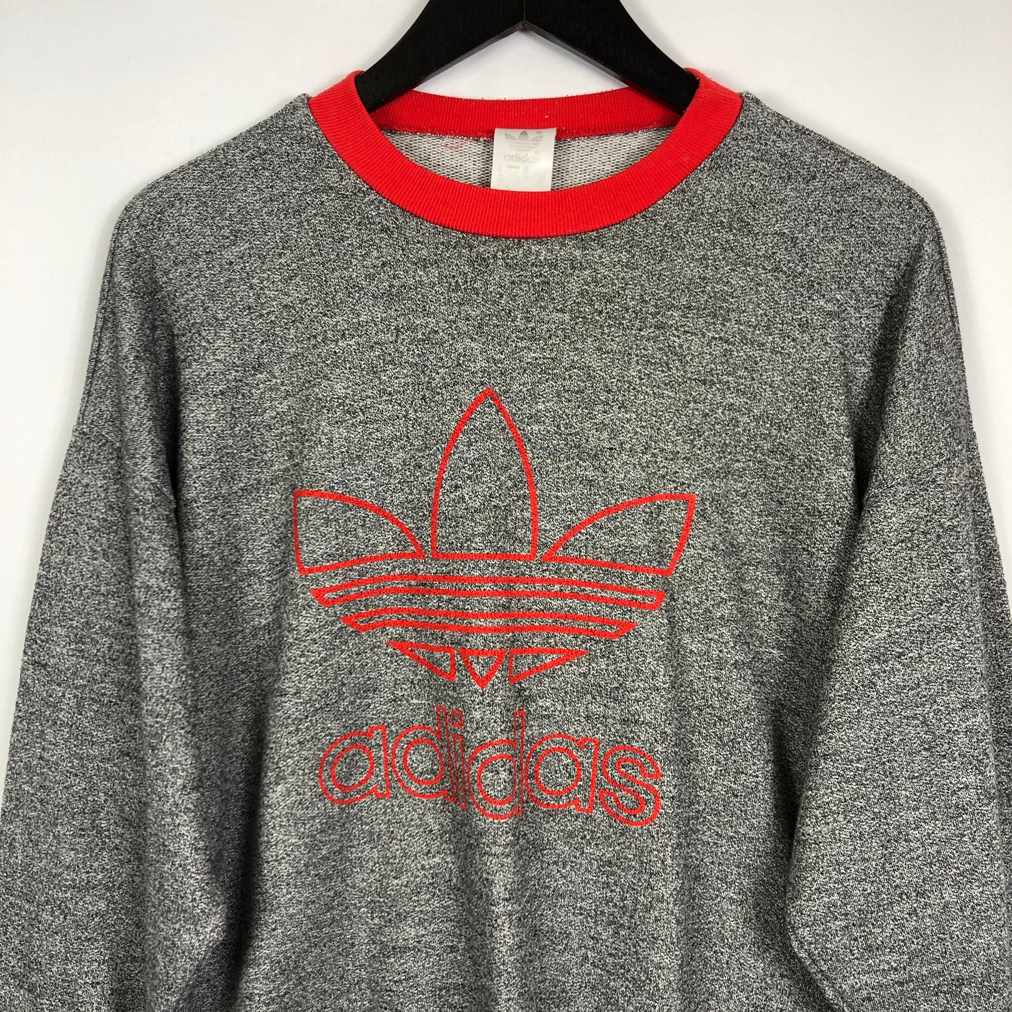 Vintage Adidas Sweatshirt in Grey & Red - Medium